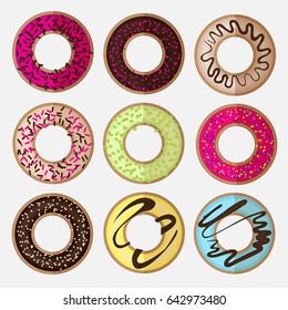 Round donut minimalistic flat set