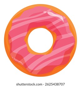 Round donut with pink frosting and a hole in the center, showing a classic bakery treat