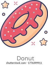 Round donut vector style in editable flat style 