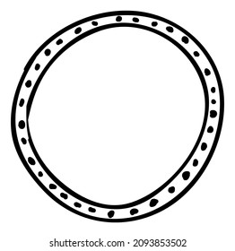 Round doodle frame. Blank circle in vintage hand drawn style