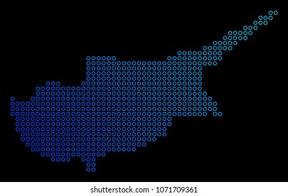 Round dot cyprus island map. Vector geographic map in blue gradient colors on a black background. Vector pattern of Cyprus Island Map combined of circle elements.