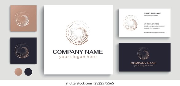 Round dot logo. Vector design element for various uses. Graphic element with small dots for designer prints.