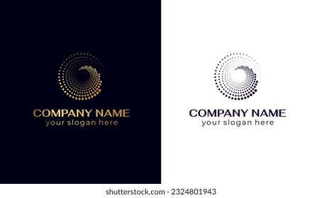 Round dot logo. Vector design element for various uses. Graphic element with small dots for designer prints.
