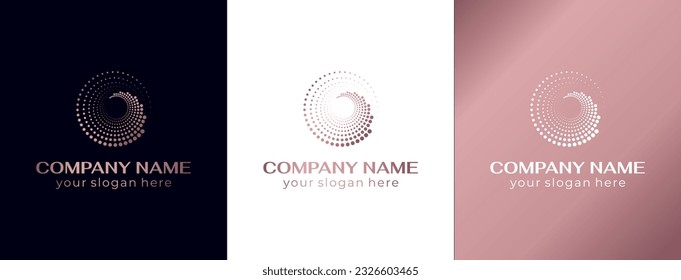 Round dot logo. Vector design element for various uses. Graphic element with small dots for designer prints.