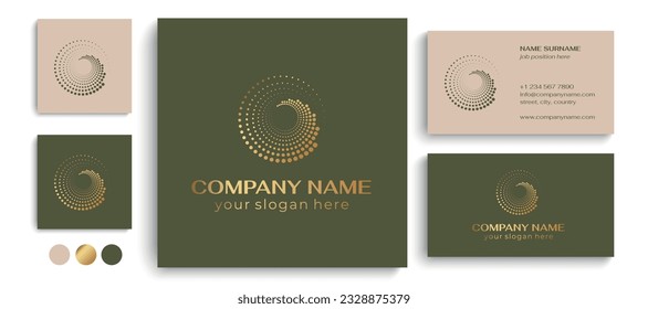Round dot logo. Vector design element for various uses. Graphic element with small dots for designer prints.