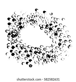 Round dots stamp frame with empty space for your text. Circle shape. Grunge texture