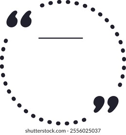 Round dotted frame featuring quotation marks, creating a blank space perfect for inserting quotes, comments, or statements, enhancing communication and design elements