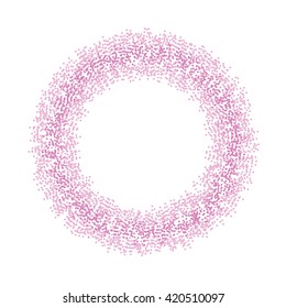 Round dotted frame isolated on white background, spray paint, vector colorful illustration