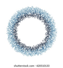 Round dotted frame isolated on white background, spray paint, vector colorful illustration