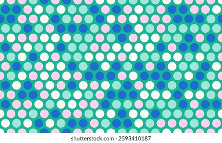 Round dotted pattern with geometric simplicity. Ideal for textile fabrics, wallpaper, or poster prints. Abstract vector design for seamless backgrounds.