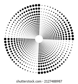 Round Dotted Spiral Vortex 4 background for pop art comic from halftone dots