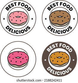 Icono redondeado de anillos o de donut con texto aislado en fondo blanco