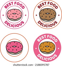 Round Doughnut or Donut Icon with Text isolated on a White Background