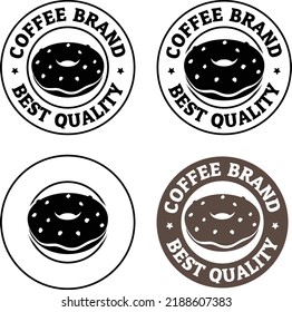 Icono redondeado de anillos o de donut con texto aislado en fondo blanco