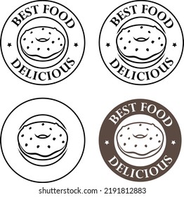 Icono redondeado de anillos o de donut con texto aislado en fondo blanco