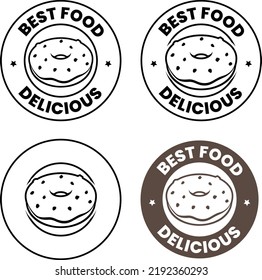 Icono redondeado de anillos o de donut con texto aislado en fondo blanco
