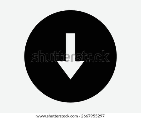 Round Down Arrow Icon South Point Circle Symbol Download Pointer Button Artwork Black White Graphic Downward Illustration Direction Navigation Path