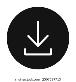 Round Download Button Icon On White Background