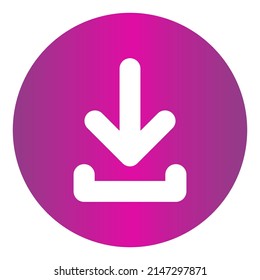 Round download icon, vector button for websites and internet applications