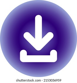 Round download icon, vector button for websites and internet applications