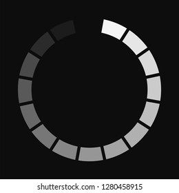 Round download sign isolated on black background. Load icon. Data loading bar. Vector stock illustration