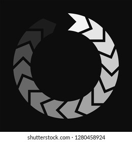 Round download sign isolated on black background. Load icon. Data loading bar. Vector stock illustration