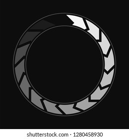 Round download sign isolated on black background. Load icon. Data loading bar. Vector stock illustration