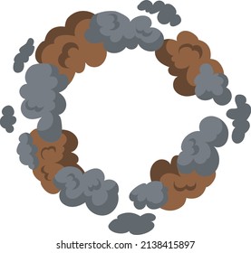 Round dust cloud in comic style. Cartoon boom effect isolated on white background