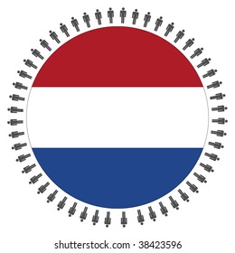 Round Dutch flag with circle of people illustration
