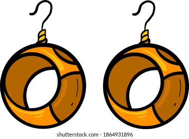 Round earrings, illustration, vector on white background.