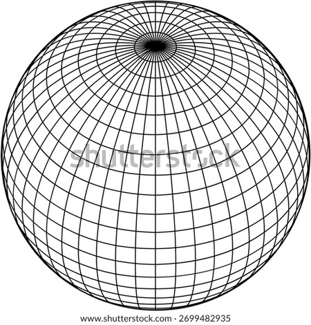 Round earth globe grid PNG. 3D sphere mesh planet line vector design