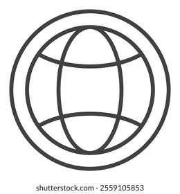 Round Earth Globe Hemisphere vector concept thin line icon or symbol