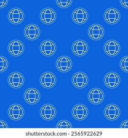 Round Earth Globe Hemisphere vector concept thin line seamless pattern