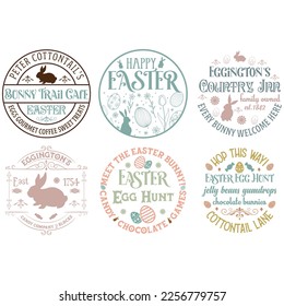 Round Easter Svg Bundle,Easter Welcome Sign Bundle, Spring Door Hanger SVG, Easter Sign Svg, Farmhouse Spring Door Decor, Glowforge, Png, Dxf, Svg Files for Cricut