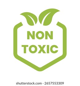 Diseño de etiqueta ecológica redonda con texto no tóxico