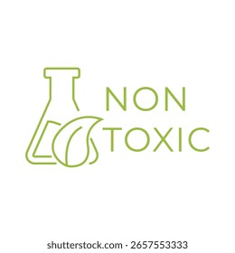 Diseño de etiqueta ecológica redonda con texto no tóxico