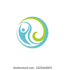 Round eco water people logo vector image