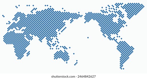 Round edge square shape world map on white background. Vector illustration.