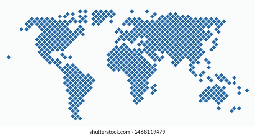 Round edge square shape world map on white background. Vector illustration.