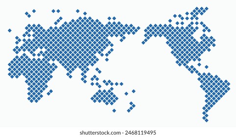 Round edge square shape world map on white background. Vector illustration.