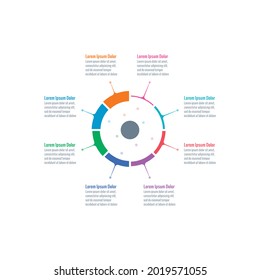 round and eight step informational template. annual report, magazine, web, internet infographic template. business information template
