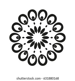 Round elegant decorative element with swirls for design of books, printed materials, invitation for a wedding or a celebration, for albums.