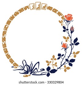 Round elegant frame with roses