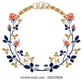 Round elegant frame with roses