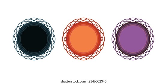 round element in different colors with a chain