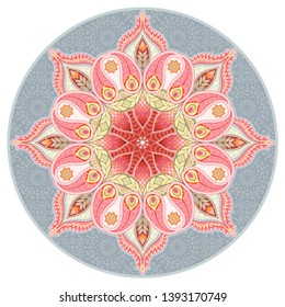 Round element for indian paisley ornament on white background