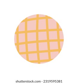 Round element in pink and yellow color in a cage isolated on a white background. Highlight circle for stories, a round decorative element in trendy bright retro colors.