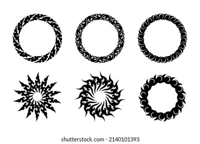 Silueta de elemento redondeado. Resumen de la línea de arte thai ilustración vectorial gráfica para la decoración, tatuaje, símbolo.
