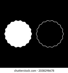 Elemento de redondeo con bordes ondulados Icono de etiqueta de círculo ilustración vectorial de color blanco conjunto de imágenes de estilo plano