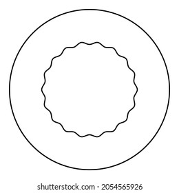 Round element with wavy edges Circle label sticker icon in circle round black color vector illustration solid outline style simple image